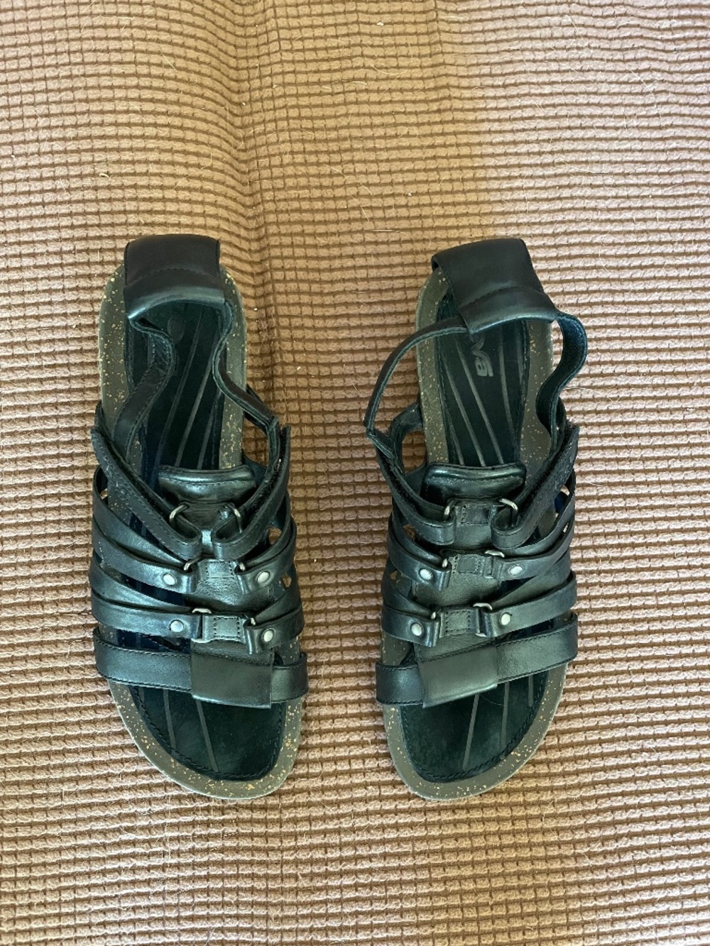 TEVA Black Velcro Strap Women's Platform Sandals - Size 9.5